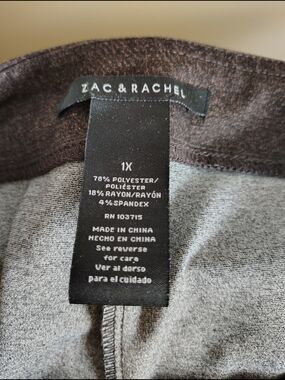 Zac & Rachel Plus Size 1X Chocolate Pants